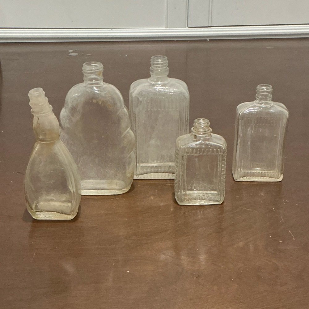 Vintage Clear Glass Bottles Set